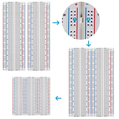 3 Set of Solderless Prototype Breadboard 830 tie Points Breadboard (Pack of 3) - size: 3x830 (Pack of 3)