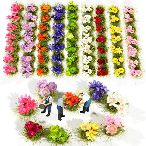 Warmtree 63 Pcs Miniature Colorful Flower Cluster Static Grass Tufts - color: Color a