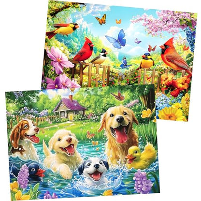 2 Pack 300 Pieces Puzzle for Adults, Bird Dog Jigsaw Puzzles 300 Pieces - color: Dog Bird