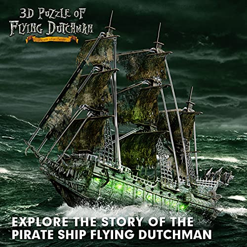 CubicFun Flying Dutchman 3D Pirate Ship Puzzle with Green LEDs, 360 Pieces - style: Green LED Flying Dutchman