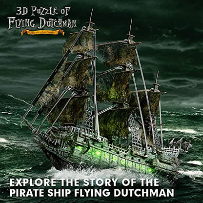 CubicFun Flying Dutchman 3D Pirate Ship Puzzle with Green LEDs, 360 Pieces - style: Green LED Flying Dutchman
