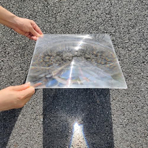 Six Seasons Large Fresnel Lens 300x300mm, 510mm Focal Length PMMA Magnifying Sheet, Solar Death Ray for Solar Heating & Physics Experiments - size: 510mm Focal Length