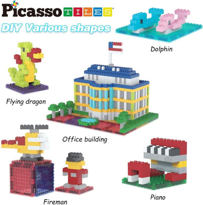 PicassoTiles 512 PCs Grand Playset Magnetic Tiles and Building Block Combo Creative Buildings & Figures Such as Bridges Hearts Unique Characters & More Educational STEM Toys Learning Activity Ages 3+ - color: 512pcs Magnetic Tile & Building Brick Combo