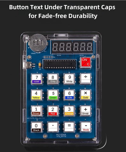 DIY Electronic Calculator Kit, 6-Digit Display, Soldering Practice Project with Resistance Reader