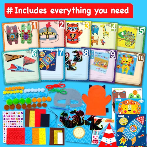 EZCRA Craft Box for Kids Ages 4-8 - 21-in-1 Arts and Crafts Kit - color: Unisex