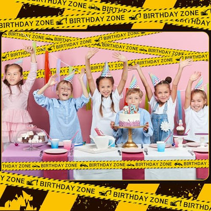 Nuanchu 2 Rolls 3''x98 Ft Birthday Zone Construction Party Tape Decoration - style: Birthday Zone