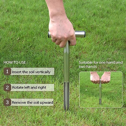 HiHydro Soil Sampler Probe Stainless Steel Tubular T-Style Handle Soil Test Kits Satisfying The Sampling Depth of Agriculture Forest(C) - size: C