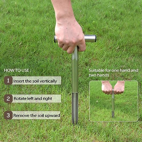HiHydro Soil Sampler Probe Stainless Steel Tubular T-Style Handle Soil Test Kits Satisfying The Sampling Depth of Agriculture Forest(C) - size: C
