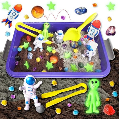 Carolart Galaxy Sensory Bin with Sensory Sand, Gem Dig Kit for Kids - style: Space