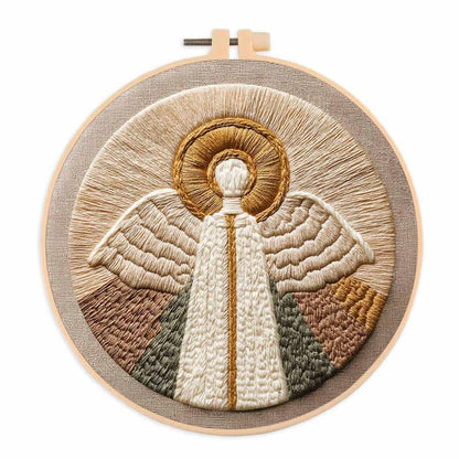 Amiiba Embroidery Starter Kit with Angel with Halo Pattern, DIY Full Range Stamped Embroidery Cross Stitch Kits for Beginners Adults (Angel) - color: Angel