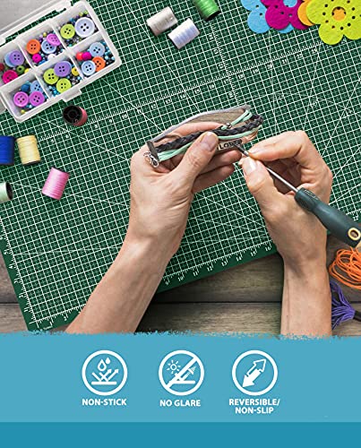G+ Self healing Crafting Mat 12" x 18", Double-Sided Cutting Board 5-Ply Rotary Cutting Mat for Crafts, Fabric, Quilting, Sewing, Hobby, Precision Project - color: Dark Green, size: 18"L x 12"W