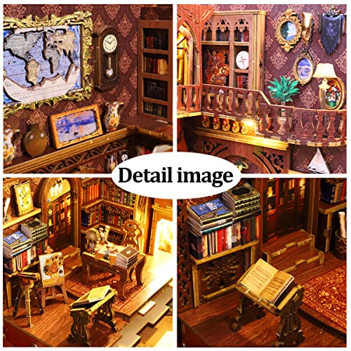 3D DIY Book Nook Kit - DIY Miniature House Kit for Adults, Teens and Beginners, Dollhouse Booknook Library Tiny House Bookshelf Decor 3D Wooden Puzzle, Mini Library of Books Model Build Gift - style: Library of Books