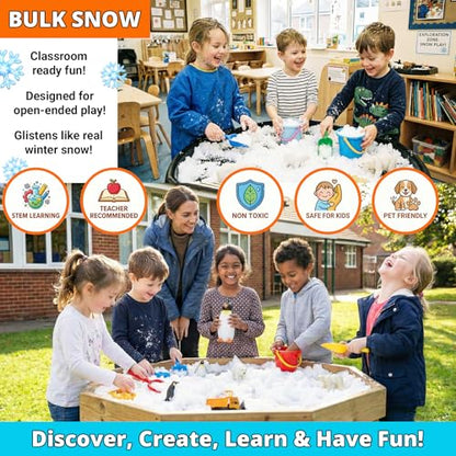 PARTY GOAT Bulk Fake Snow Powder, 200 Gal Instant Snow for Big Events, 33lb - size: 200 Gallons