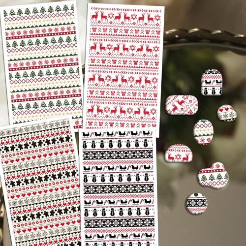 OLYCRAFT 24Pcs Christmas Sweater Knitting Clay Transfer Paper 4 Styles Transfers Paper for Polymer Snowman Pattern Polymer Clay Transfer Sheets Small Ceramic Decal for Earrings Jewelry Making - style: Christmas Sweater