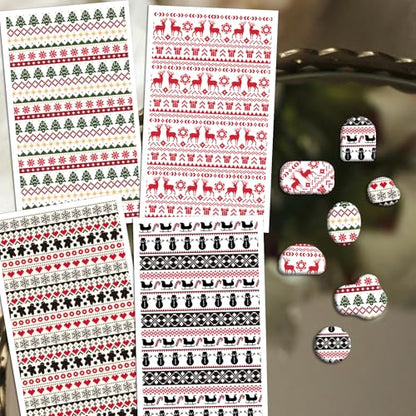 OLYCRAFT 24Pcs Christmas Sweater Knitting Clay Transfer Paper 4 Styles Transfers Paper for Polymer Snowman Pattern Polymer Clay Transfer Sheets Small Ceramic Decal for Earrings Jewelry Making - style: Christmas Sweater