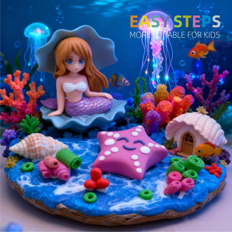 Air Dry Clay Kits for Kids,Animal & Ocean Theme,Modeling Clay for Kids, DIY Model Magic Clay with Sculpting Tools and Tutorials,20 Boxes Molding Clay,Ultra Light,Soft & Non-Sticky,Arts and Crafts Gift - color: Animal & Ocean Theme