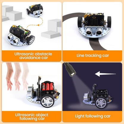 microbit Car Kit Compatible with BBC Micro:bit v2 and v1,STEM Educational Engineering Science Kits for Graphical MakeCode and Python（Without Micro:bit and AAA Battery）