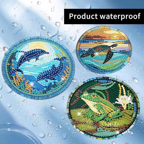 Meothan 8 Pcs Animals Diamond Art Coasters Kit for Adults with Holder 4x4in - color: Animals Coasters, size: 8 Pcs 4x4in