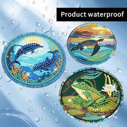 Meothan 8 Pcs Animals Diamond Art Coasters Kit for Adults with Holder 4x4in - color: Animals Coasters, size: 8 Pcs 4x4in