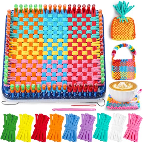 CCTVRTV Weaving Loom Kit Toys for Kids and Adults, DIY Arts and Crafts - color: blue/orange+green+red