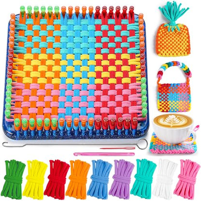 CCTVRTV Weaving Loom Kit Toys for Kids and Adults, DIY Arts and Crafts - color: blue/orange+green+red