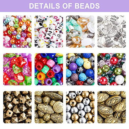 Jewelry Making Kit, 1960 pcs, Supplies Includes Beads, Instructions, Findings, Wire for Bracelet, Necklace, Earrings Making Kit for Adults by Inscraft