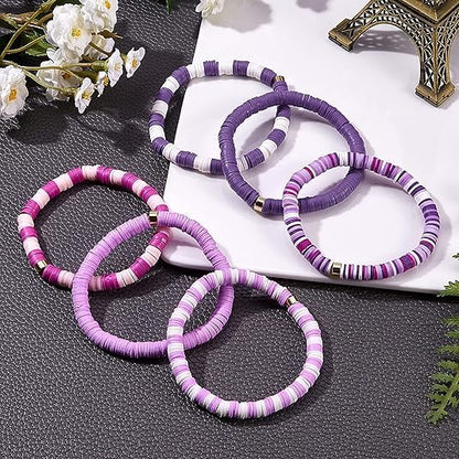 4000pcs Clay Beads - Lavender Purple, 6mm Heishi Bead Polymer Flat Round Disc Bulk Beads for Jewelry Making,DIY Friendship Bracelet and Necklace Craft - color: Lavender Purple