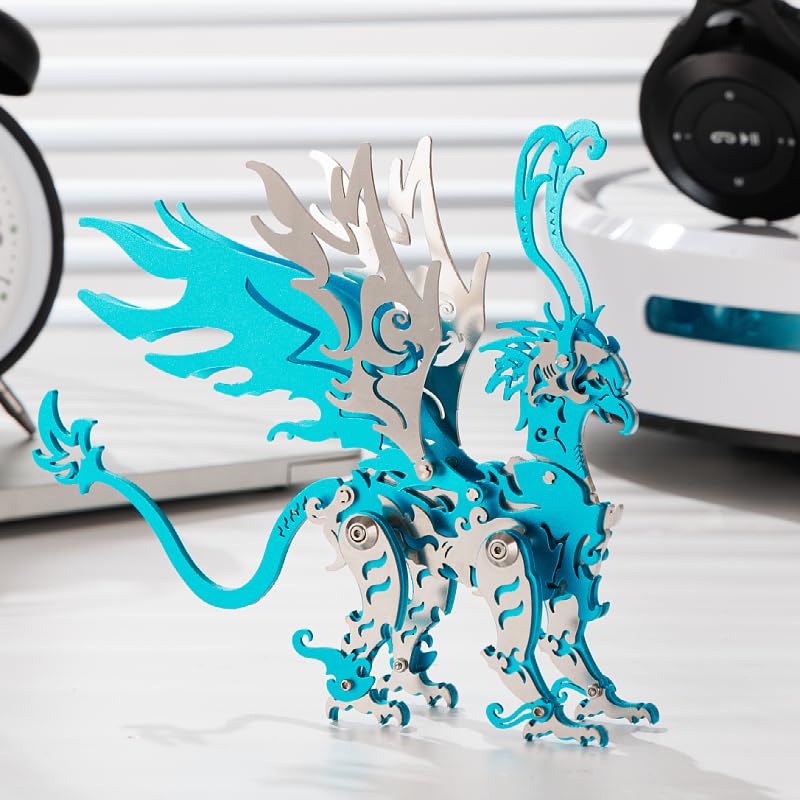 3D Metal Puzzle The Meow Meow Family Cat, Gu Diao Blue - color: Gu Diao Blue