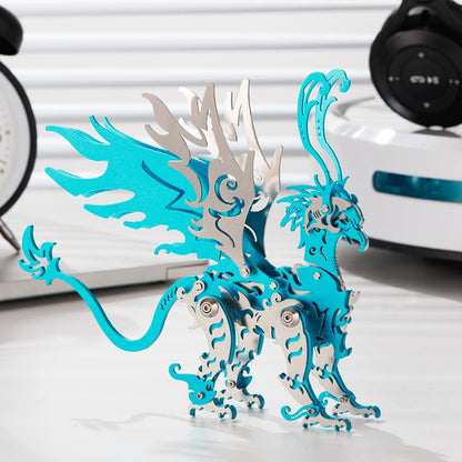 3D Metal Puzzle The Meow Meow Family Cat, Gu Diao Blue - color: Gu Diao Blue