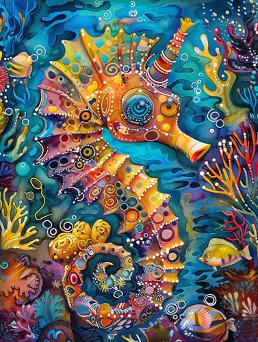 1000 Piece Jigsaw Puzzle for Adults, Seahorse Puzzle - color: Seahorse Symphony