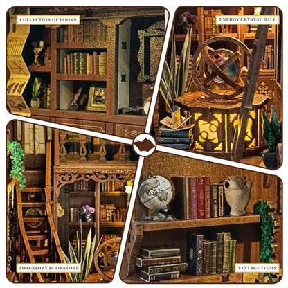 Book Nook Kit DIY Miniature House 3D Wooden Puzzle - Myriad Books House - color: Myriad Books House