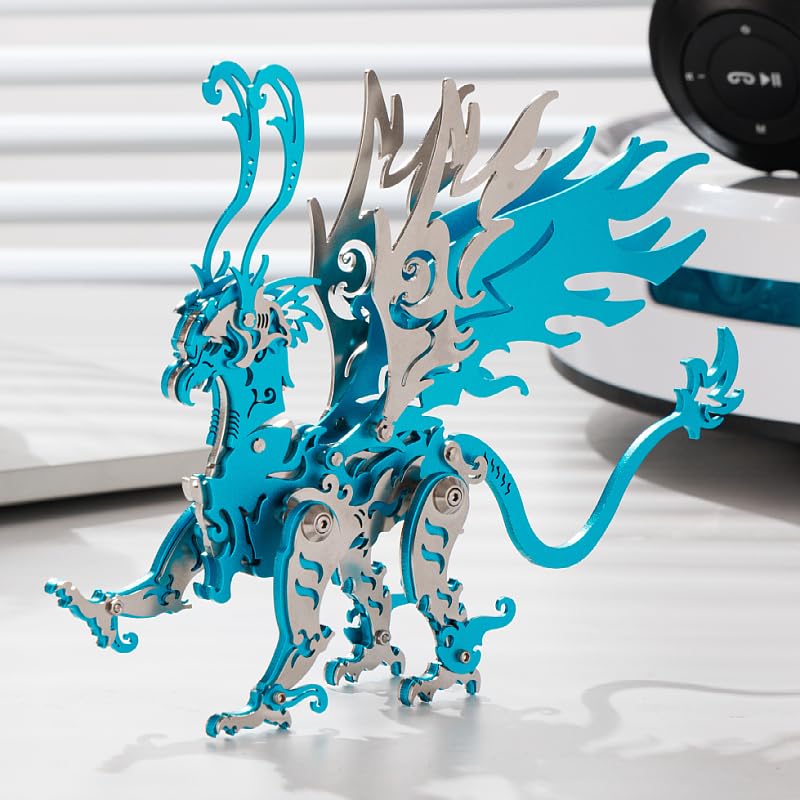 3D Metal Puzzle The Meow Meow Family Cat, Gu Diao Blue - color: Gu Diao Blue