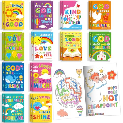 BenLouis 24 Pcs Bible Verses Mini Coloring Books for Kids Party Favors - style: Bible