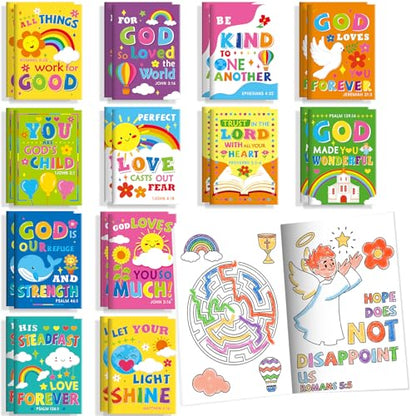 BenLouis 24 Pcs Bible Verses Mini Coloring Books for Kids Party Favors - style: Bible
