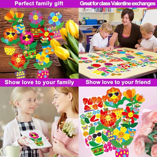 Fancy Land Spring Flower Craft Kit for Kids Make Your Own Flower Pot DIY Art Set Hanging Ornaments for Preschool Classroom Home Activities 24Pcs