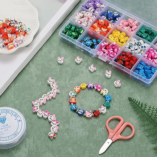 100pcs Animal Polymer Clay Spacer Beads for Women Jewelry Making DIY Bracelet Necklace Earrings Accessories (Animal) - color: Animal