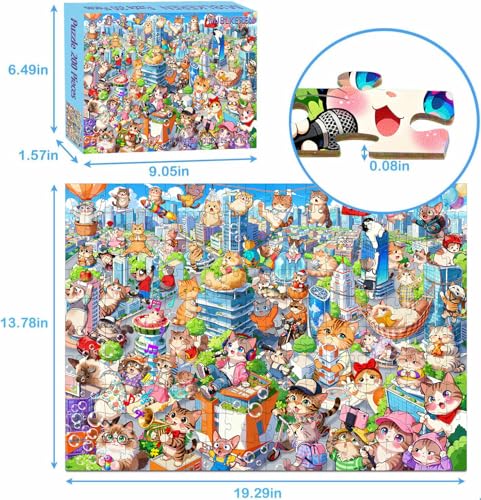 Puzzles for Kids Ages 6-8 8-10 - 200 Piece Puzzles - City Cats Puzzle - color: City Cat