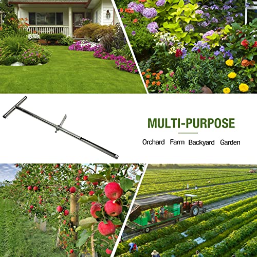 Soil Probe 35 Inch with 2 Bags, Straight Soil Sample Probe for Lawn House Plants, T-Handle Soil Sampler Probe Rod with Pedal, Stainless Steel Soil Test Kits Tool for Soil Sampling - size: 35" #Straight
