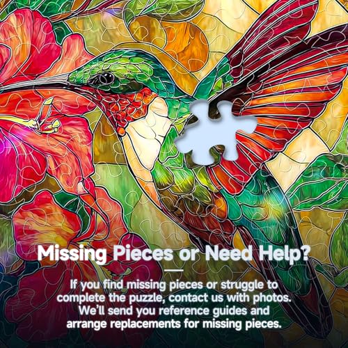 Acrylic Jigsaw Puzzle Suncatcher - Purple Hummingbird - color: Purple Hummingbird, size: L-8.9in*8.9in