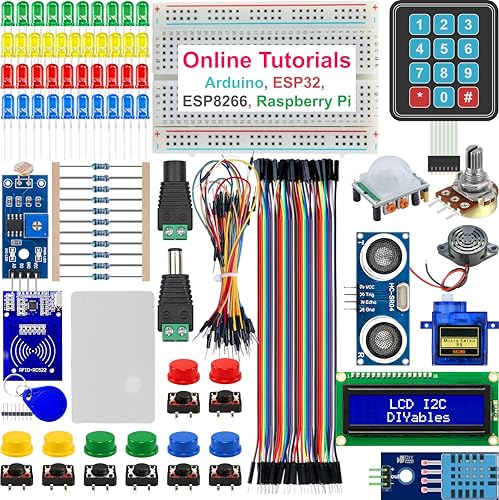 Basic Electronics Starter Kit for Arduino, ESP32, ESP8266, Raspberry Pi – Sensor and Component Kit for Beginners and DIY Projects (Boards Not Included)