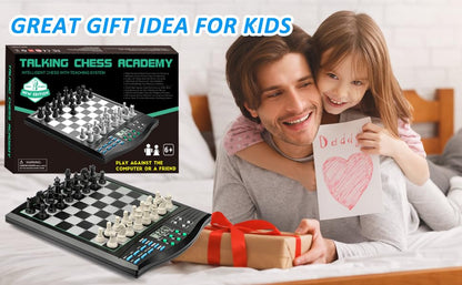 Talking Chess ACADEMY Electronic Chess Set, Magnetic Computer Chess Game with Interactive Teaching System for Beginners, Advanced AI for Improving Players, Perfect for Kids & Adults, Simple and Noble
