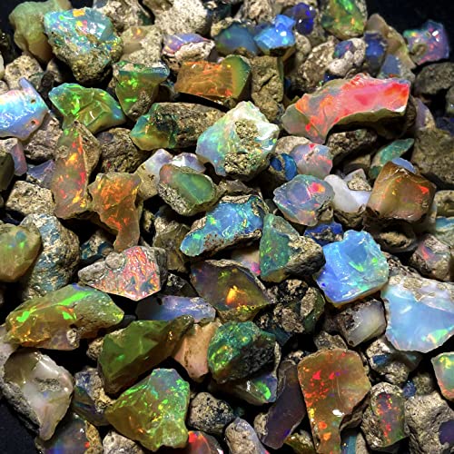 AAA Quality Natural Ethiopian Opal Jumbo Fire Rough 25 Carats 5-8 Pcs, Natural Opal Gemstones Raw For cutting cabbing polishing DIY art and craft, 10-15 MM, White