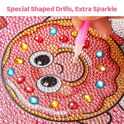 Yeadiffy Special Shaped Crystal Drills 5D Diamond Art Painting Kit with Ultra-Thin Wooden Frame - 7.6x7.6 Inch Sparkling Gem Art by Number for Beginners (1, Dount, 7.6 * 7.6) - color: Dount