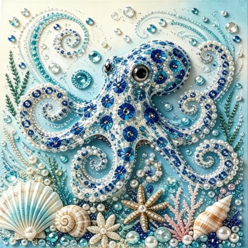 Pearl Diamond Painting Kits for Adults,Octopus Ocean Pearl Diamond Art - color: PL79-1