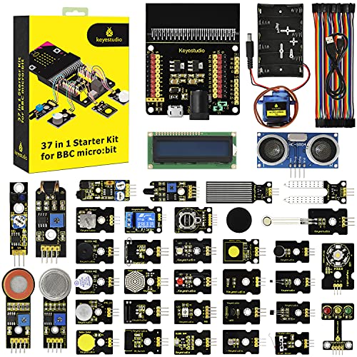 KEYESTUDIO 37 Sensors in 1 Box Starter Kit for BBC Micro bit with Tutorial (Without Microbit Board), Compatible with V1.5, V2 Microbit Sensor Kit Accessories Programming Electronics for Teens Adults