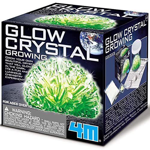4M Glow Crystal Growing Kit - Grow a DIY Crystal Experiment Specimen, A Great Educational STEM Toys Crystal Making Gift for Kids & Teens, Boys & Girls - style: Crystal Growing Kit (Green)