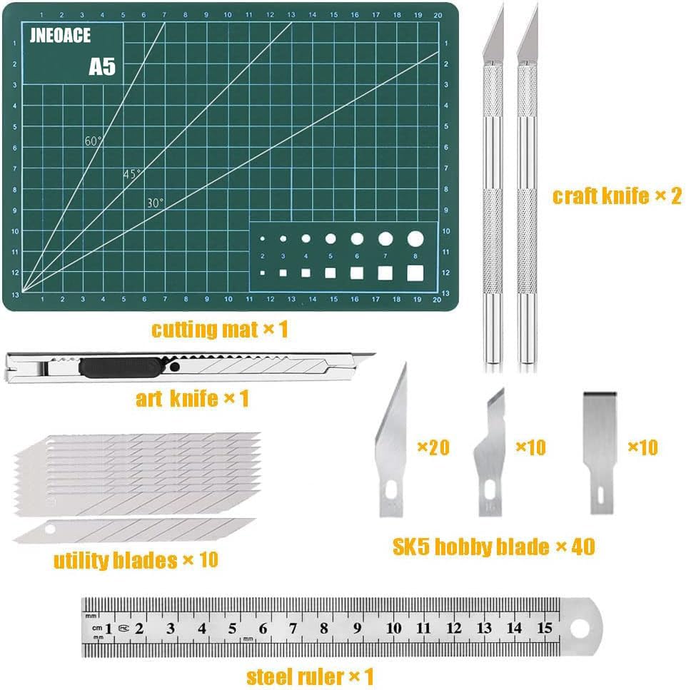 Jneoace Exacto Knife Precision Carving Craft Hobby Knife Kit with 40 PCS Exacto Blades for DIY Art Work Cutting, Hobby, Scrapbooking, Stencil - color: Green
