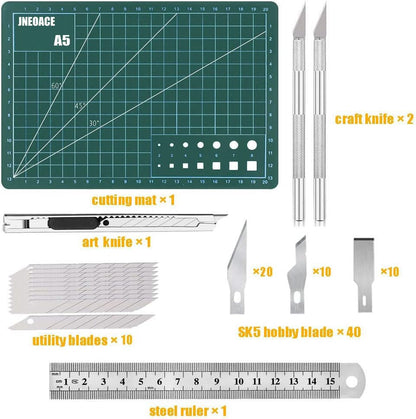 Jneoace Exacto Knife Precision Carving Craft Hobby Knife Kit with 40 PCS Exacto Blades for DIY Art Work Cutting, Hobby, Scrapbooking, Stencil - color: Green