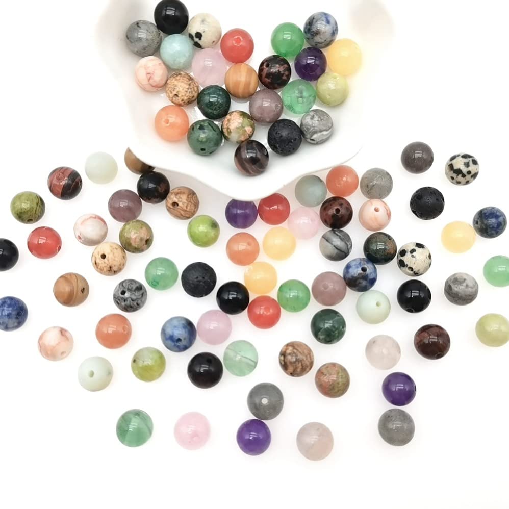 8mm Natural Round Stone Beads About 480pcs Genuine Real Healing Crystal Stones Beading Loose Gemstone DIY for Bracelet Jewelry Making Kit(24 Color A)