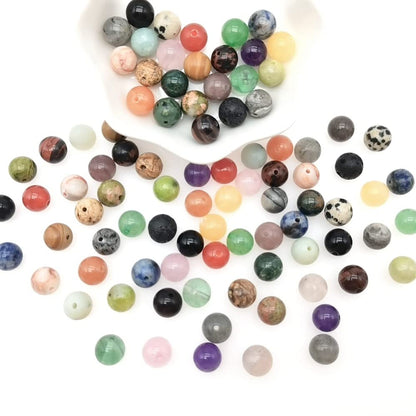 8mm Natural Round Stone Beads About 480pcs Genuine Real Healing Crystal Stones Beading Loose Gemstone DIY for Bracelet Jewelry Making Kit(24 Color A)